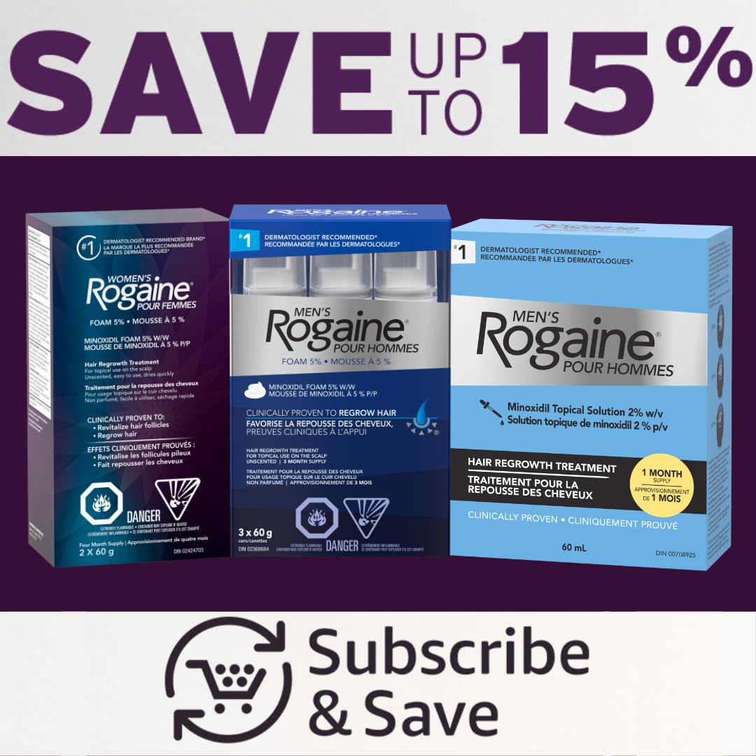 Rogaine Women's Hair Loss & Thinning Treatment, 5% Minoxidil Foam, 2 Month Supply 1x60g 🍁 All In One Marketplace Canada
