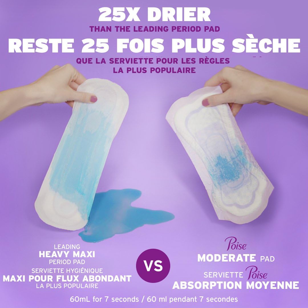 Poise Postpartum Incontinence Pads, Moderate Absorbency, Regular Length, 132 Count (2 Packs of 66) 🍁 All In One Marketplace Canada