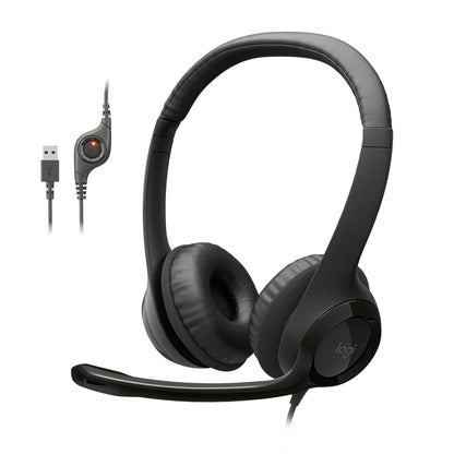 Logitech H390 Wired Headset for PC/Laptop, Stereo Headphones with Noise Cancelling Microphone, USB-A, in-Line Controls, Works with Chromebook - Black, 1 Pack 🍁 All In One Marketplace Canada