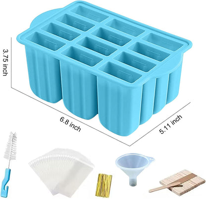 POLCANUR Popsicle Molds Silicone BPA-Free,12 Pieces Popsicle Trays for Freezer,Homemade Ice Cream Popsicle Molds,Large Ice Pop Maker Set,Reusable Ice Lolly Mould with 50PCS Popsicle Sticks 🍁 All In One Marketplace Canada