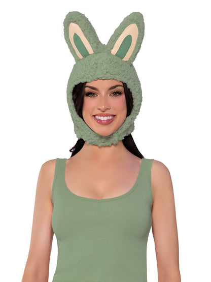 Leg Avenue Women's Halloween Costumes for Women Cute Bunny Monster Hood Animal Ears Bonnet, Green, One Size