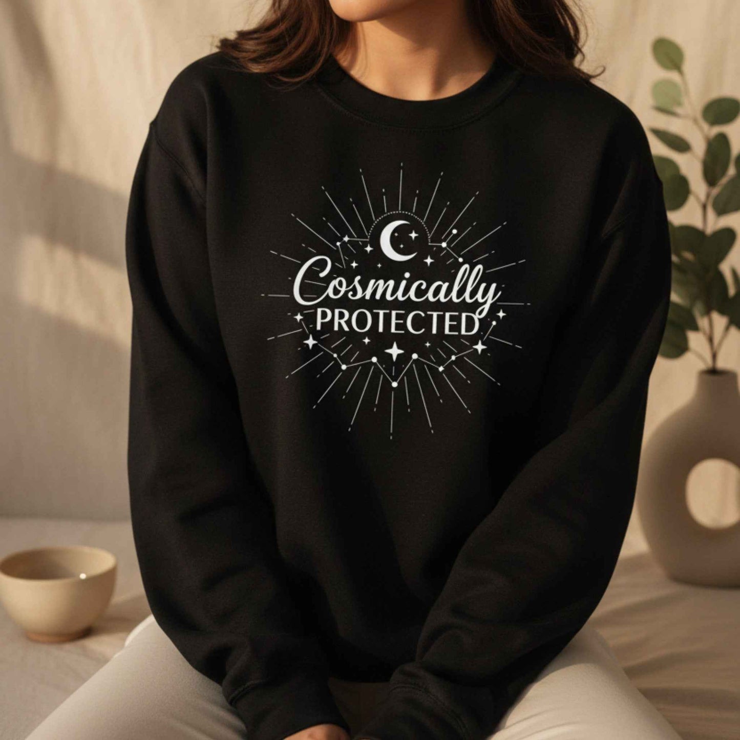 Cosmically Protected Sweatshirt | Celestial Crewneck for Women | Spiritual Gift