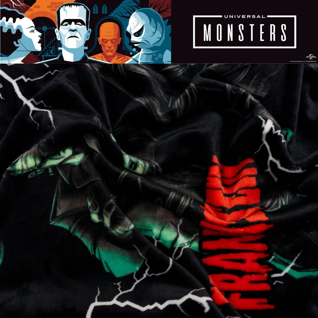 Franco Collectibles Universal Monsters Frankenstein Halloween Horror Throw Blanket, Super Soft Cozy Plush Bedding, 50" x 70", (Officially Licensed Product)