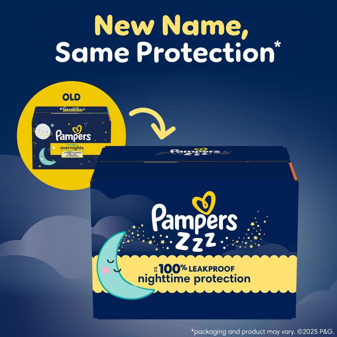Pampers ZZZ Overnight Diapers, Size 4, Nighttime Protection Disposable Baby Diaper, 1 Pack (Count of 58) 🍁 All In One Marketplace Canada