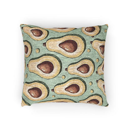 Avocado Pattern Woven Pillow — Retro Green Kitchen Decorative Throw Pillow