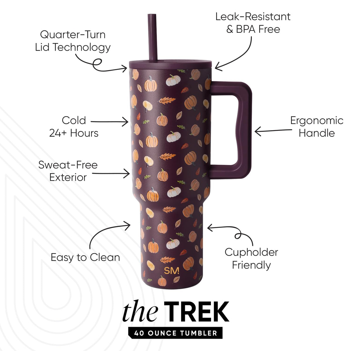 Simple Modern Halloween Tumbler with Handle | 40oz | Pumpkins