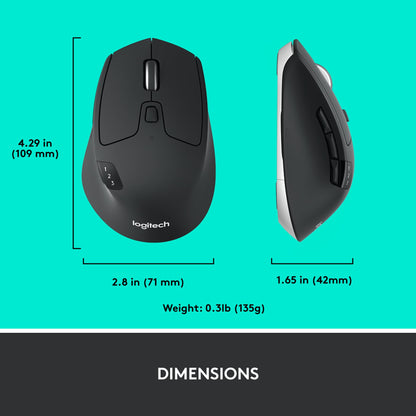 Logitech M720 Triathlon Multi-Device Wireless Mouse, Bluetooth, USB Unifying Receiver, 1000 DPI, 6 Programmable Buttons, 2-Year Battery, Compatible with Laptop, PC, Mac, iPadOS - Black 🍁 All In One Marketplace Canada