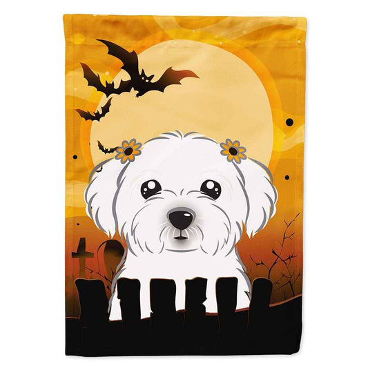 Caroline's Treasures BB1766CHF Halloween Maltese House Flag Large Porch Sleeve Pole Decorative Outside Yard Banner Artwork Wall Hanging, Polyester, House Size, Multicolor