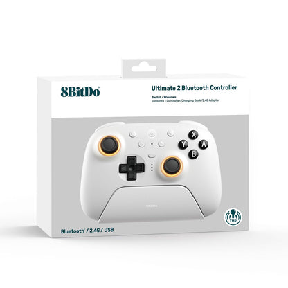 8BitDo Ultimate 2 Bluetooth Controller for Switch/Switch 2 & Windows PC, Switch Pro Controller with TMR Joysticks, Switchable Hall Effect/Tactile Triggers, Vibration and Motion Control - White 🍁 All In One Marketplace Canada