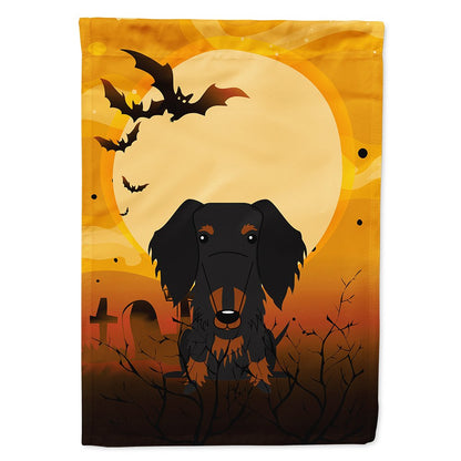 Caroline's Treasures BB4393CHF Halloween Wire Haired Dachshund Black Tan Flag Canvas House Size, Large, Multicolor