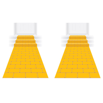 Beistle 2 Piece Novelty Yellow Brick Aisle Floor Runners for Princess Theme, Halloween Cosplay Party Decorations