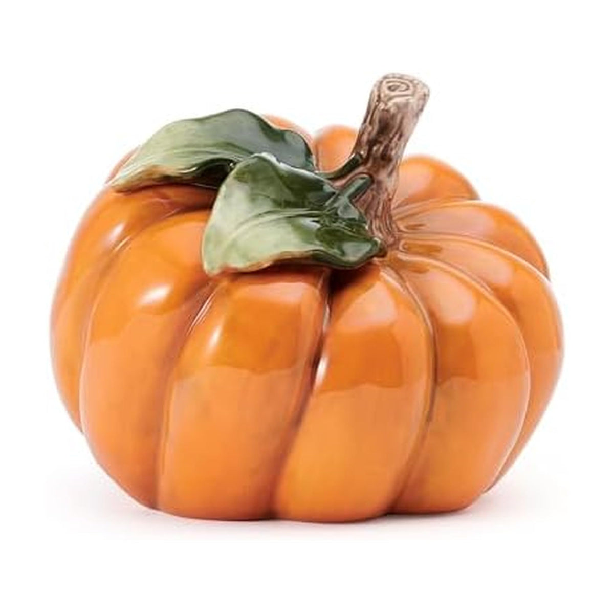 Fitz and Floyd Harvest Halloween Side Pumpkin Ceramic Figurine, 5.5 inch