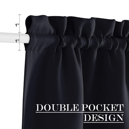 NICETOWN Blackout Window Door Curtains, Room Darkening Halloween Curtains for French Door/Glass Door, Rod Pocket Functional Thermal Insulated Doorway Curtains, 54 x 80 Inches, Black, 1 PC