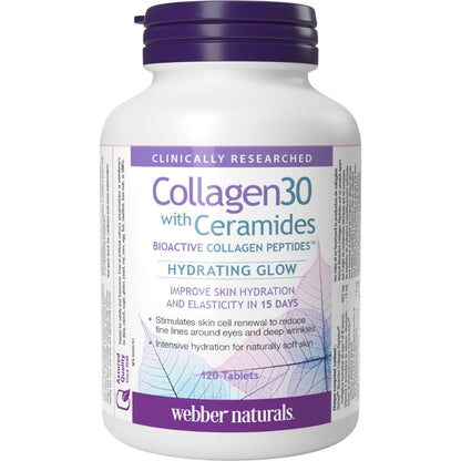 Webber Naturals Collagen30 with Ceramides, Bioactive Collagen Peptides, 120 Tablets, Hydrating Glow, Helps Improve Skin Hydration, Elasticity & Smoothness 🍁 All In One Marketplace Canada