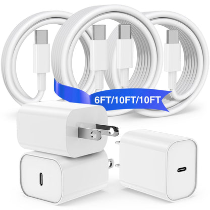 USB C Charger for iPhone 17 16 15,10FT USB C Cable and USB C Fast Charger Blcok for iPhone 17 16 Pro Max/17Air/17E/16E/16 Plus, iPhone 17 16 Fast Charging Cable iPad Pro 12.9/11 in,iPad -White 🍁 All In One Marketplace Canada