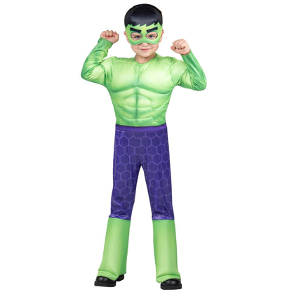 Marvel Hulk Official Toddler Halloween Costume - Premium Quality Padded Jumpsuit and Fabric Mask (3T-4T)