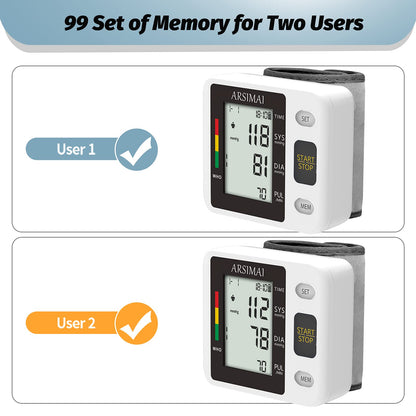 Blood Pressure Monitor - Wrist Accurate Automatic High Blood Pressure Monitors Portable LCD Screen with Storage Case and Adjustable Cuff Powered by Battery -Black 🍁 All In One Marketplace Canada