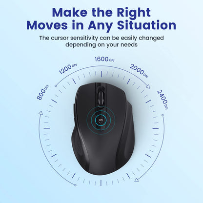 LODVIE Wireless Mouse for Laptop,2400 DPI Wireless Computer Mouse with 6 Buttons,2.4G Ergonomic USB Cordless Mouse,15 Months Battery Life Mouse for Laptop PC Mac Computer Chromebook MacBook-Black 🍁 All In One Marketplace Canada
