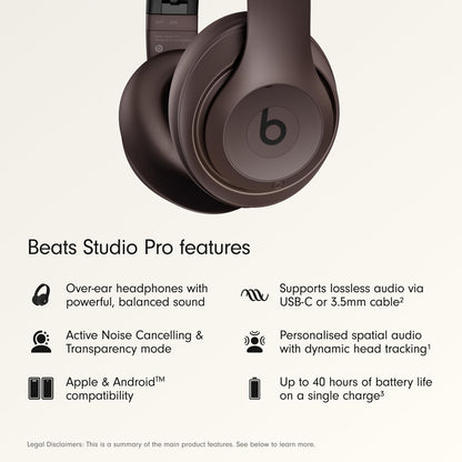 Beats Studio Pro - Wireless Bluetooth Noise Cancelling Headphones - Personalized Spatial Audio, USB-C Lossless Audio, Apple & Android Compatibility, Up to 40 Hours Battery Life - Deep Brown 🍁 All In One Marketplace Canada