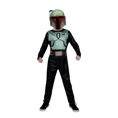 Star Wars Boba Fett Official Youth Halloween Costume - Printed Jumpsuit with Plastic Mask (L) Black