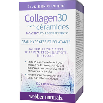 Webber Naturals Collagen30 with Ceramides, Bioactive Collagen Peptides, 120 Tablets, Hydrating Glow, Helps Improve Skin Hydration, Elasticity & Smoothness 🍁 All In One Marketplace Canada