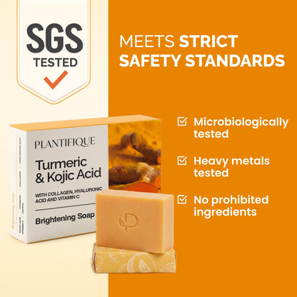 PLANTIFIQUE Kojic Acid Soap for Hyperpigmentation, Lab Tested - Turmeric Soap 2 Bars with Hyaluronic Acid, Collagen, Vitamin C for Dark Spots - Face Wash, 160g / 5.64 oz 🍁 All In One Marketplace Canada
