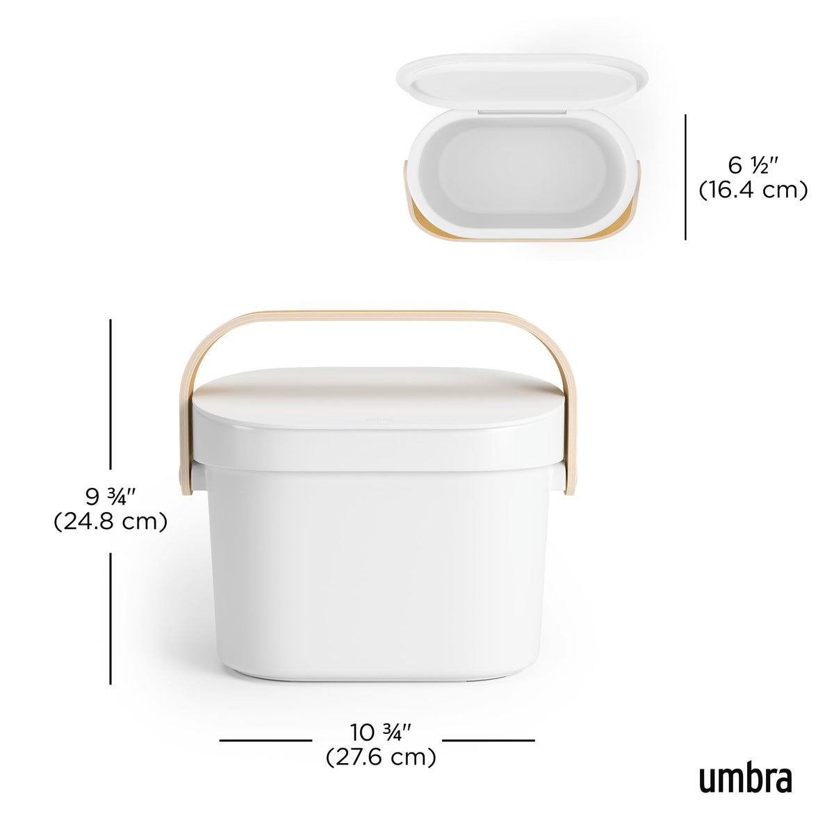 Umbra Bellwood Kitchen Compost Bin – White/Natural, Countertop or Cabinet Mounted, 4L Compost Container with Hidden Bag Retainer, BPA-Free & Dishwasher Safe| Bellwood Collection 🍁 All In One Marketplace Canada