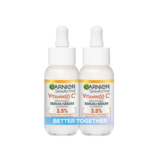 Garnier Vitamin C Serums Face Duo Gift Set, With 3.5% Niacinamide & Salicylic Acid, Brightening Serum, For All Skin Types, Even Sensitive, For Dull, Tired Skin, Bundle 2 x 30ml 🍁 All In One Marketplace Canada