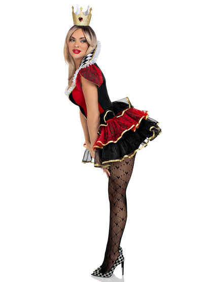Leg Avenue Womens 2 Pc Queen of Hearts Halloween Costume for Women, Multicolor, Large