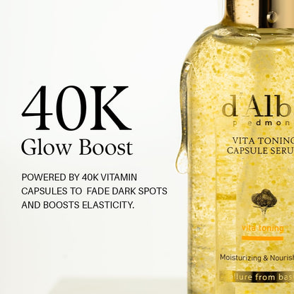 d'alba Piedmont Vita Toning Capsule Serum (100ml), Large Size, Daily Vita Boost for Luminous Skin, Double Vitamin Formula 🍁 All In One Marketplace Canada
