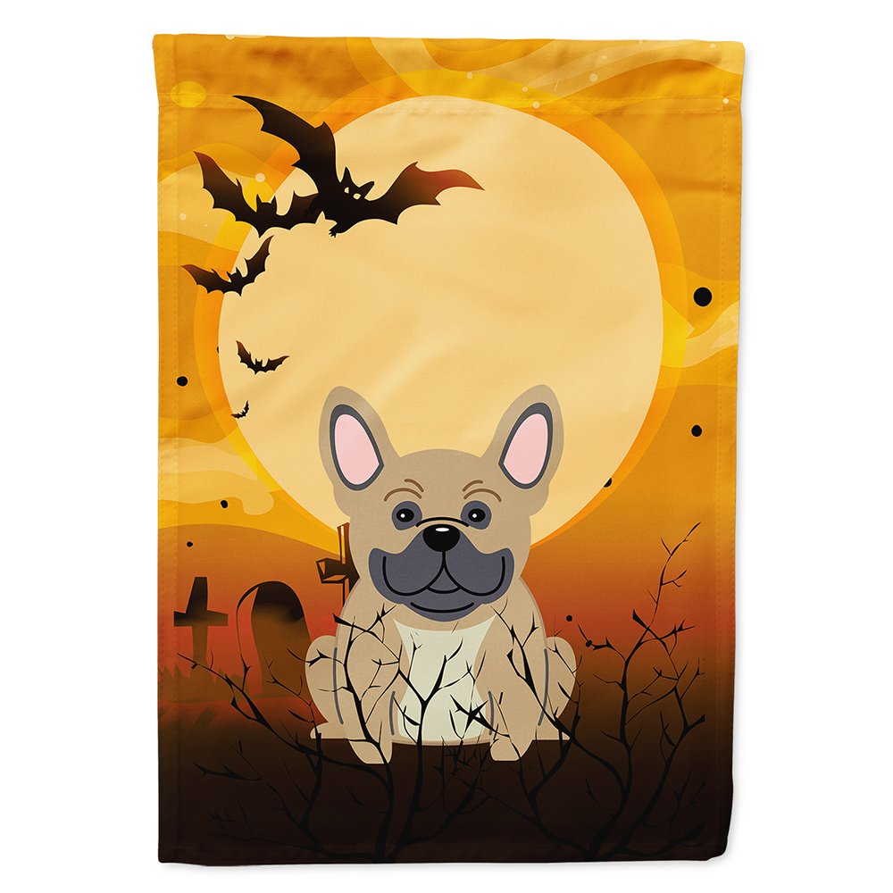 Caroline's Treasures BB4276CHF Halloween French Bulldog Cream Canvas House Size Flag, Large, Multicolor