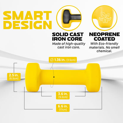 Yes4All Dumbbell Neoprene, poids et haltere, Weight Set, Hand Weights for Women, Dumbbells Pair, Free Weights (Yellow - 4lbs) 🍁 All In One Marketplace Canada