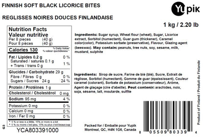 Yupik Finnish Soft Black Licorice Bites, 1 kg, Soft & Chewy Candy, Original Sweet Licorice Flavor, Fun Treat, Delicious Snack, Halloween Treats, Ideal for Gifting & Holidays