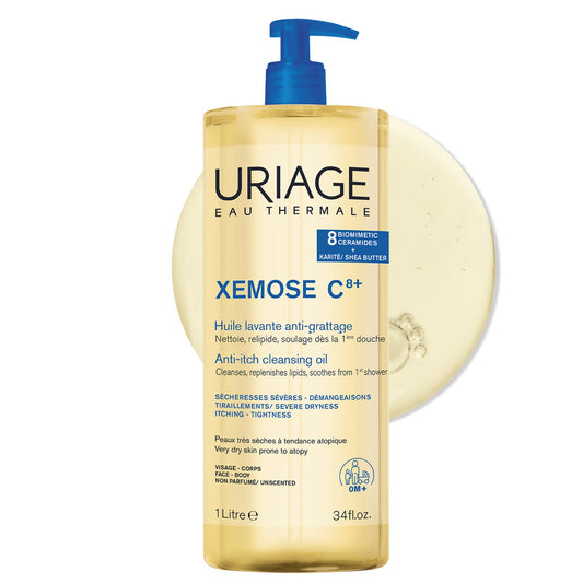 Uriage Xémose Cleansing Soothing Oil - Face & Body Cleanser & Shower Gel - Long-Lasting Comfort For Dry, Sensitive Skin Prone to Atopic Eczema - Soap-free, Fragrance-free For Your Whole Family - 1L 🍁 All In One Marketplace Canada