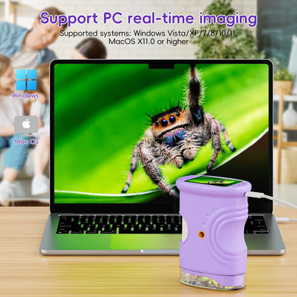Temodu Kids Microscope 2.0" Screen 1000X Digital Microscope for Kids, Mini Pocket Handheld Microscopes for Children Birthday Festival Gift, Science Education Fun Toys for Boys Girls Ages 4-12 (Purple) 🍁 All In One Marketplace Canada