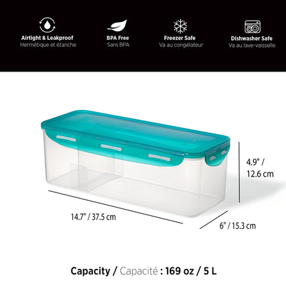 Starfrit LocknLock Plastic Bread Container - Removable Divider - 169oz/5L - Airtight - 4-Sided Locking Lid 🍁 All In One Marketplace Canada