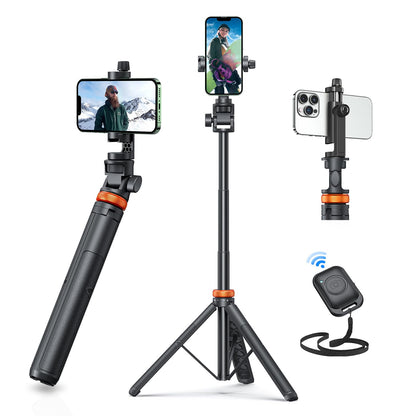 EUCOS 62" Phone Tripod, Tripod for iPhone & Selfie Stick with Remote, Extendable Cell Phone Stand & Travel Tripod, Solidest Tripod for Phone Compatible with iPhone/Android 🍁 All In One Marketplace Canada