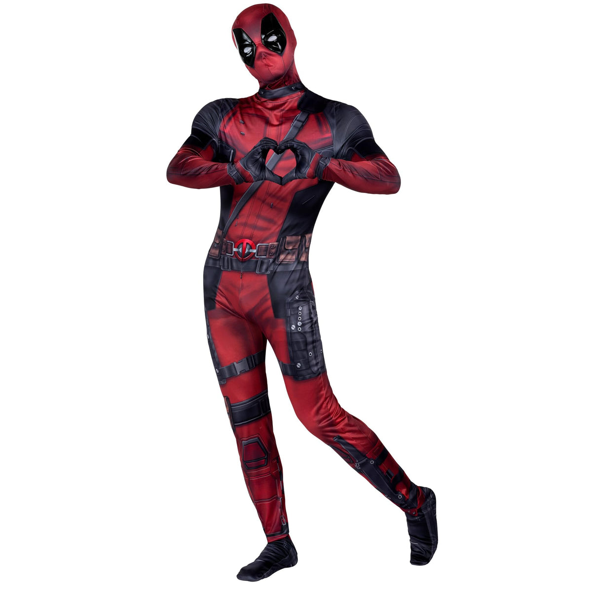 MARVEL Deadpool Official Adult Deluxe Zentai Halloween Costume - Stretch Spandex with Wrist Slits (XS)