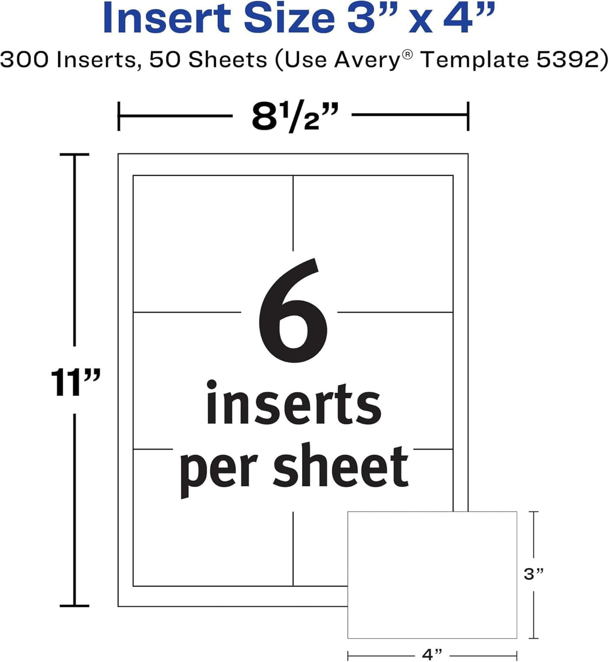 Avery Name Badge Inserts, 3" x 4", Print or Write, for Laser/Inkjet Printers, 300 Name Badge Insets, White (5392) 🍁 All In One Marketplace Canada