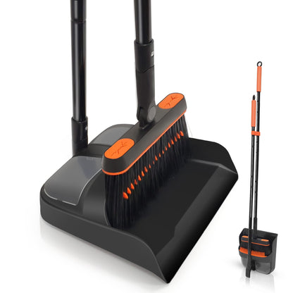 JEHONN Broom and Dustpan Set for Home, Long Handle Lightweight 180 Degree Rotating Broom Set Indoor, Upright Standing Dust Pan with Comb Teeth, Store Sweep Set for Room Kitchen Office Lobby 🍁 All In One Marketplace Canada
