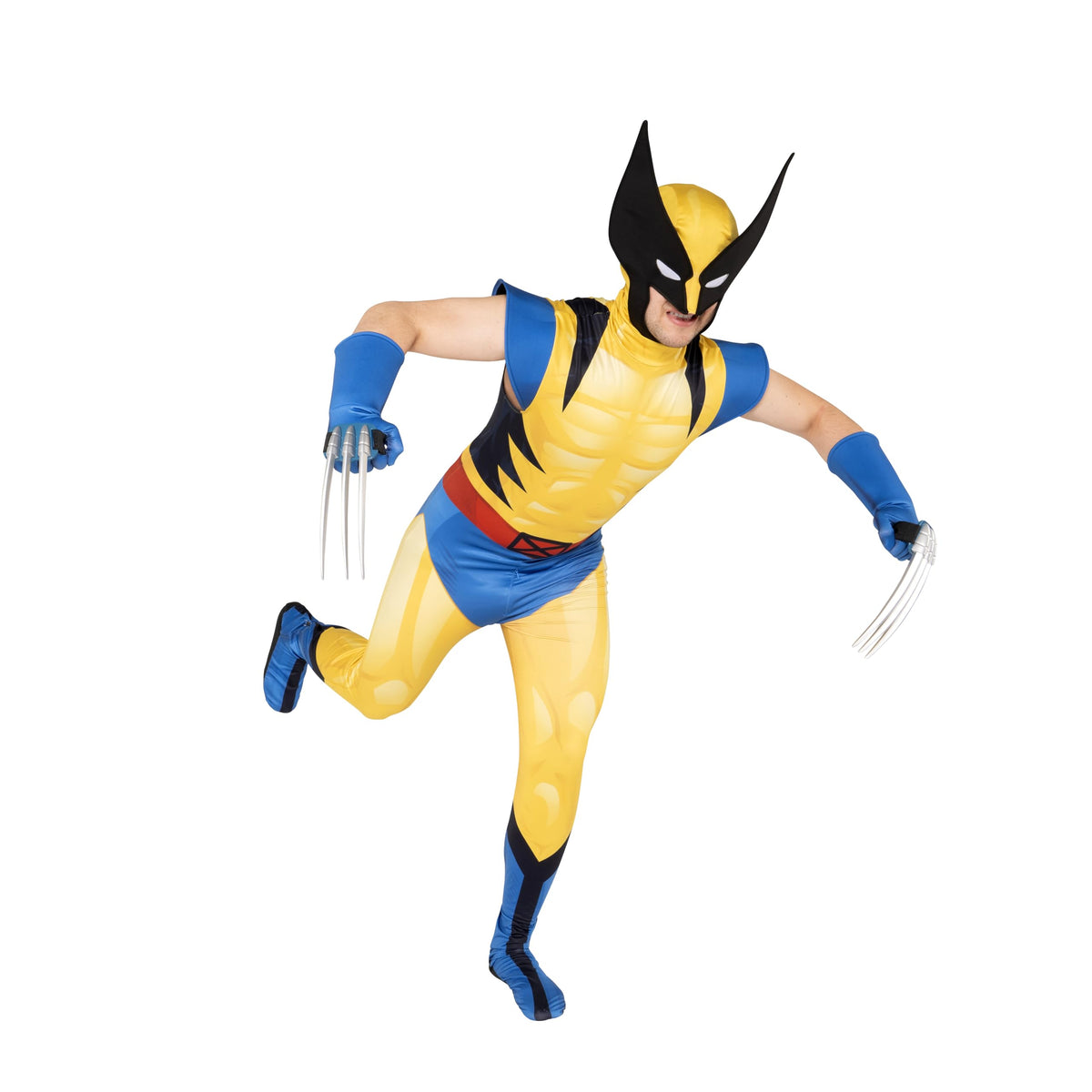 MARVEL Wolverine Official Adult Deluxe Zentai Halloween Costume-Deluxe Spandex Suit with Gloves X-Large