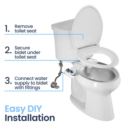 LUXE Bidet NEO 185 - Dual Nozzle, Self-Cleaning, Non-Electric Bidet Attachment for Toilet Seat, Adjustable Water Pressure, Rear & Feminine Wash (Blue) 🍁 All In One Marketplace Canada
