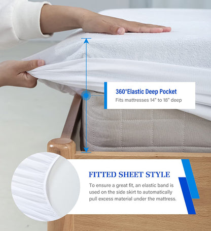 Twin Mattress Protector,Twin Mattress Cover Waterproof Mattress Protector Twin for Kids,Noiseless Soft Breathable Terry Twin Mattress Pad for Kids Pets Adults 39"x75" 🍁 All In One Marketplace Canada