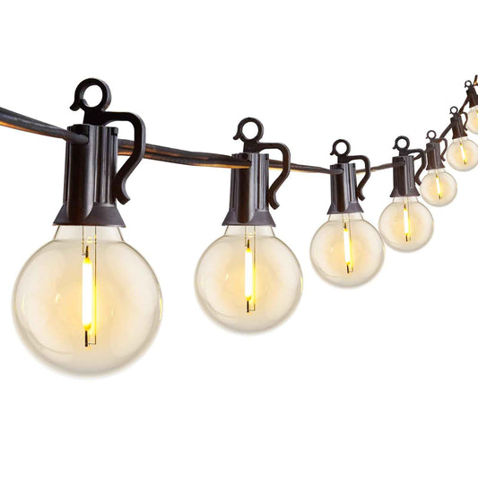 Outdoor String Lights 25 Feet G40 Globe LEDs Patio Lights with 13 Edison LED Bulbs(1 Spare), Waterproof Connectable Hanging Light for Backyard Porch Balcony Party Decor, E12 Socket Base, Black 🍁 All In One Marketplace Canada