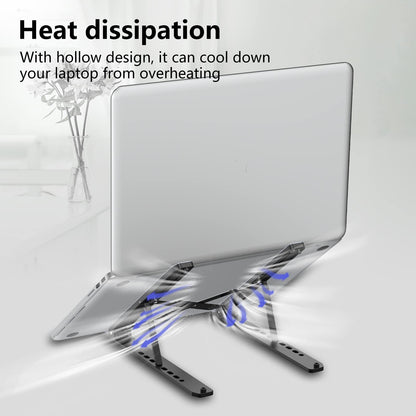 Laptop Stand for Desk, Adjustable Laptop Riser ABS+Silicone Foldable Portable Laptop Holder, Ventilated Cooling Pad Notebook Stand for 10-15.6” Laptops,Tablet-Black 🍁 All In One Marketplace Canada