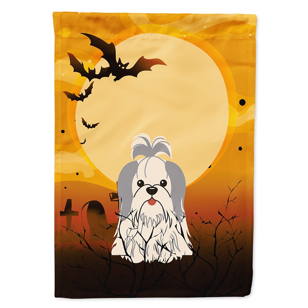 Caroline's Treasures BB4351CHF Halloween Shih Tzu Silver White Flag Canvas House Size, Large, Multicolor
