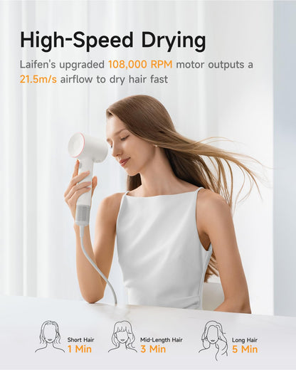 Laifen Hair Dryer SE 2, 200 Million Negative Ionic Blow Dryer with Child Mode and 108,000 RPM Brushless Motor, 1400W Powerful Fast Drying High-Speed Low Noise Hairdryer with Magnetic Attachments, HD130 🍁 All In One Marketplace Canada