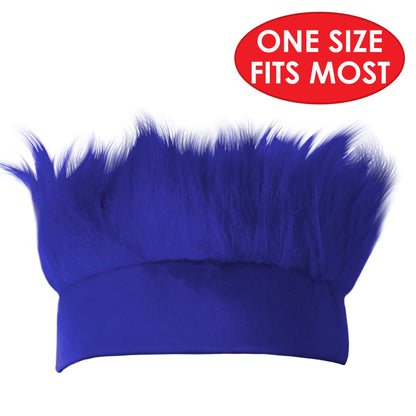 Beistle 3 Piece Blue Hairy Headband Hats, Troll Hair Costume Accessories For Halloween, School Spirit Headwear