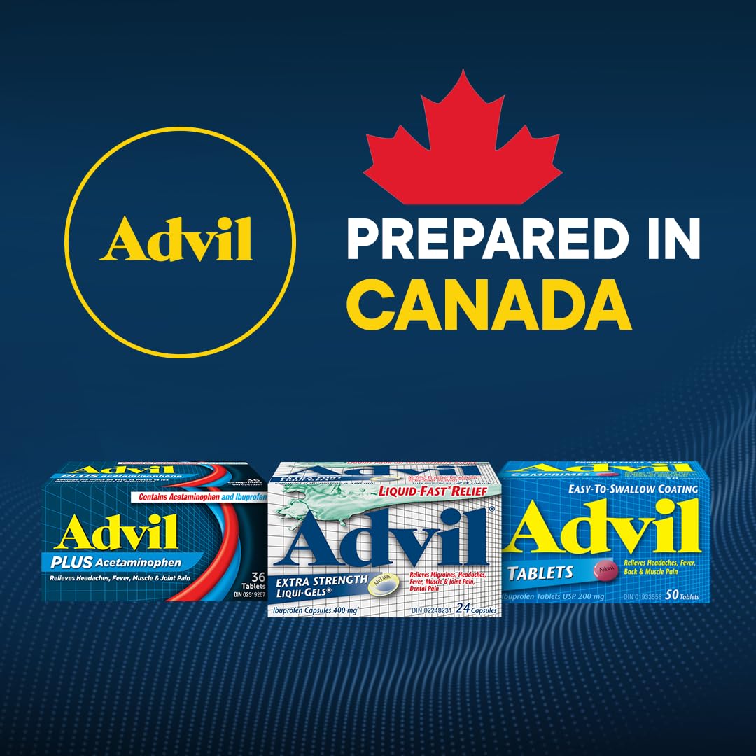 Advil Regular Strength Ibuprofen Pain Relief Mini-Gels Capsules, Fast Acting Pain Relief for Migraine, Back, Neck, Joint, and Muscle Relief, 200mg (70 capsules) 🍁 All In One Marketplace Canada
