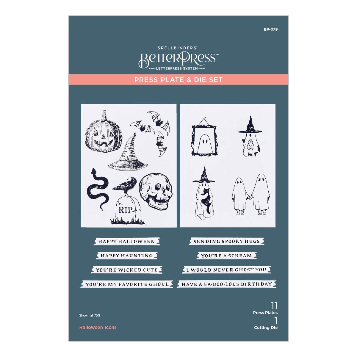 Spellbinders Halloween Icons Press Plates, Metal